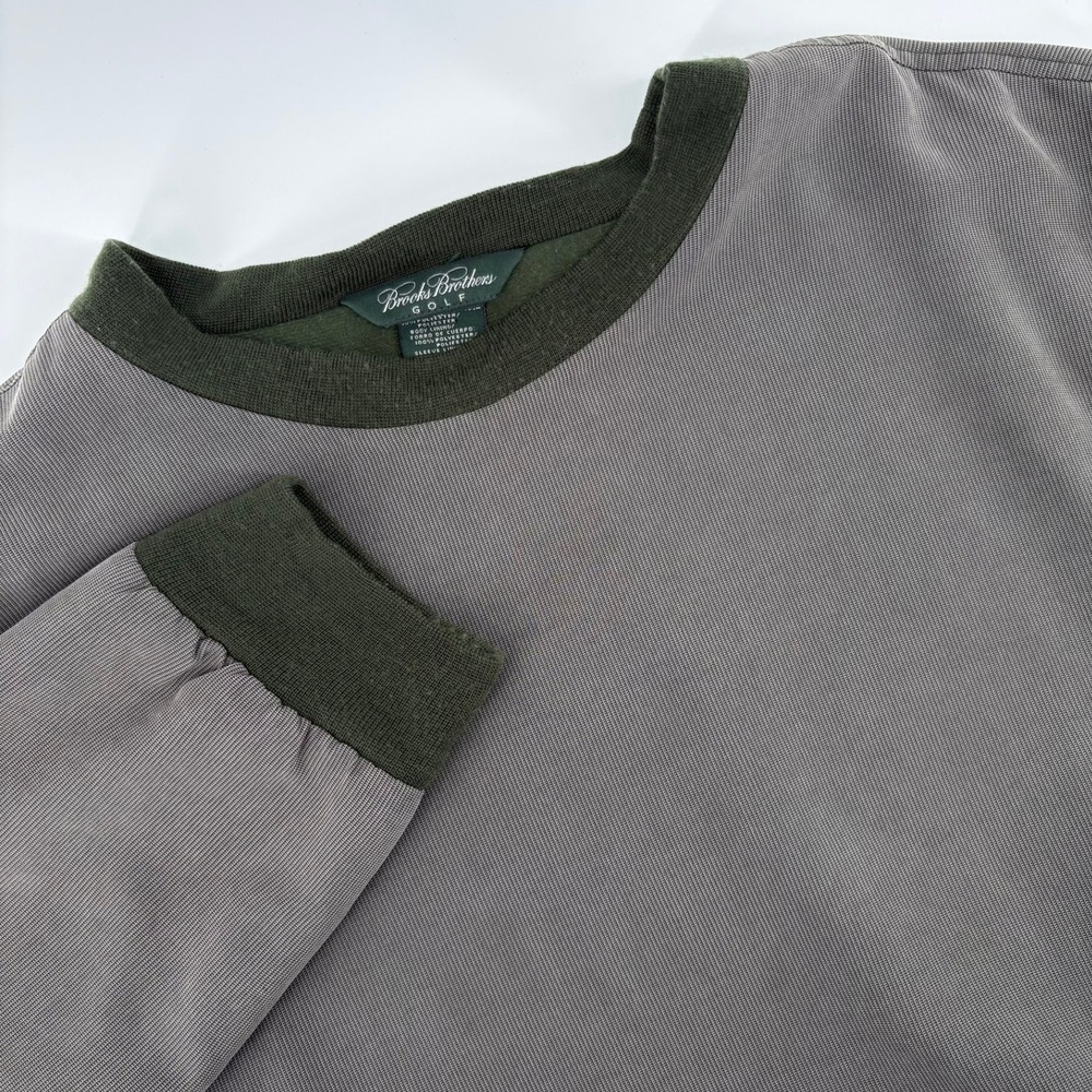 Brooks Brothers Golf Men XL Grey Olive‎ Green Pullover Windshirt Lined Jacket